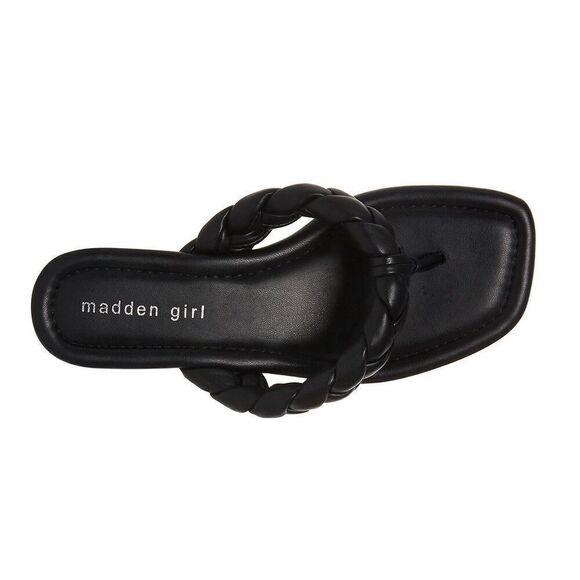 New! madden girl Precise Thong Sandals Black Size 6 Braided Strap Padded NWT - Picture 4 of 10
